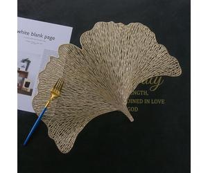 Set de Table Doré, Set de Table Automne Lot de 2 Motif de Feuille de Ginkgo Creuse de Luxe PVC sous Assiette 40x44cm