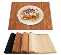 Set de Table en Bambou 4 Pcs, Antidérapant, Set de Chemin de Table en Bambou 45x30 cm, Lavables, Enroulables, Dessous de Table Résistants à la Chaleur pour Cuisine, Résistants à la Chaleur