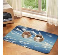 Set de table en cuir absorbant bleu ciel et nuages blancs pour animal domestique 40 x 60 cm beau design pour chat et chien