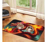 Set de table en cuir absorbant Dragon King in Fire pour animal domestique 40 x 60 cm Beau design pour gamelle de chat et chien