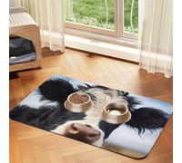 Set de table en cuir absorbant pour animal domestique Motif vache mignon 40 x 60 cm Beau design pour gamelle de chat et chien