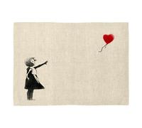 Set de Table en Lin - Banksy Fillette Ballon Rouge Coeur Enfant - Grand Format 40 x 28,5 cm