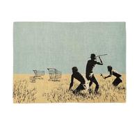 Set de Table en Lin - Banksy Trolleys Chariot Chasseur Tribu Chasse Street Art - Grand Format 40 x 28,5 cm