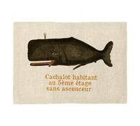 Set de Table en Lin - Cachalot du 5ème Etages Planches Biologie Illustration - Grand Format 40 x 28,5 cm