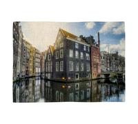 Set de Table en Lin - Canaux D'Amsterdam Hollande Pays-Bas - Grand Format 40 x 28,5 cm