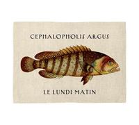 Set de Table en Lin - Cephalopholis Argus Le Lundi Matin Planche Biologie Illustration - Grand Format 40 x 28,5 cm