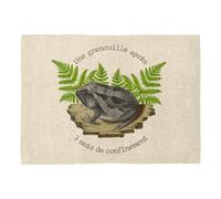 Set de Table en Lin - Grenouille Boulimique Confinement Biologie Illustration - Grand Format 40 x 28,5 cm