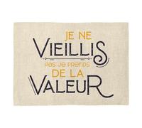 Set de Table en Lin - Je ne Vieillis Pas Je Prends de la Valeur Humour Papa Papy - Grand Format 40 x 28,5 cm