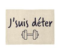 Set de Table en Lin - J'suis Déter Sport Muscu Beau Gosse - Grand Format 40 x 28,5 cm
