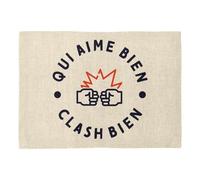 Set de Table en Lin - Qui Aime Bien Clash Bien Combat Rugby Boxe - Grand Format 40 x 28,5 cm