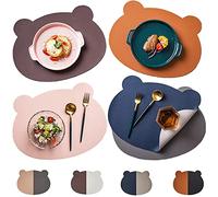 Set De Table Enfant Antiderapant, Senteen 4 Pcs Set De Table Imperméable Lavable Napperon Enfant Résistant à La Chaleur Tapis De Table a Manger Surface Antidérapante, Faciles à Nettoyer