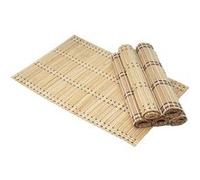Set de table ensemble 6 pièce HWC-C13 bambou lavable 45x30cm marron clair