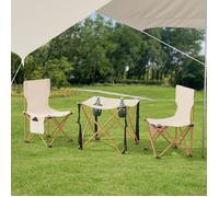 Set de table et 2 chaises de camping pliantes Banzi tissu Oxford 600D beige