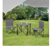 Set de table et 2 chaises de camping pliantes Banzi tissu Oxford 600D gris
