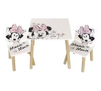 ARDITEX - Ensemble Table et 2 Chaises en Bois pour Enfants Licence Officielle Minnie Mouse - Table 50x50x44 cm/Chaise 26,5x26,5x50 cm - Rose Pastel - Idéal pour Jouer et Dessiner