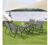 Set de table et 4 chaises de camping Botrugno tissu Oxford 600D gris