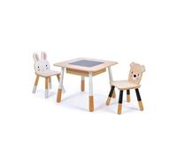 Tender Leaf Meubles: Set DE Table ET CHAISES FORÊT 116x56x51,5cm, Table avec Un Compartiment caché sous Un Panneau Central de Crayon, 2 chaises, en Bois, en boîte 63,5x63,5x14cm, 3+
