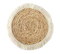 Set de Table GrassWoven, Grass Woven Placemat with Tassel Round Farmhouse 20-38cm 1/4/6/8 pcs(4pcs,25cm(9.8in))