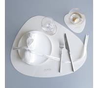 Set de Table Halloween, Set de Table Automne Beige Blanc Lot de 4 Couleur Unie avec l'inscription « Vivre Mieux » Cuir sous Assiette 36.8x45cm