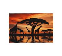 Set de table imprimé double face en imitation lin Motif girafe sous l'arbre en Afrique Pour la maison, la salle à manger, l'hôtel et l'extérieur Résistant à la chaleur et design pliable
