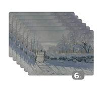 Set de Table La Pie - Peinture de Claude Monet Lot de 6 Dessous de Table 45x30 cm Lavable