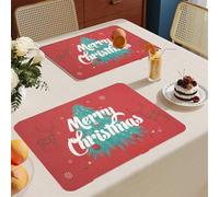 Set de Table Lavable Arbre Vert Lot De 8 Set Table Rectangulaire,Napperons Résistant À Chaleur Antidérapant, pour Cuisine Tables Manger, Facile À Nettoyer Et Stocker