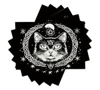 Set de Table Lavable, Coton Et Lin Lot de 4 Sets de Table Chat Noir Étoile À Cinq Branches | Lavable Napperons, Mystère Psychédélique, Hitzebeständig und rutschfest pour Repas, Fêtes