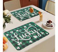 Set de Table Lavable Feuilles Blanches Lot De 8 Set Table Rectangulaire,Napperons Résistant À Chaleur Antidérapant, pour Cuisine Tables Manger, Facile À Nettoyer Et Stocker