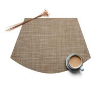 Set de Table Lavable Halloween, Placemats Halloween Brun Foncé Lot de 6 Couleur Unie en Forme D'Éventail Vinyle Polyester Dessous de Table 45x30cm