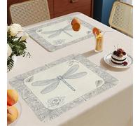 Set de Table Lavable Insectes Gris Lot De 8 Set Table Rectangulaire,Napperons Résistant À Chaleur Antidérapant, pour Cuisine Tables Manger, Facile À Nettoyer Et Stocker