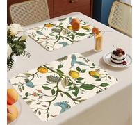 Set de Table Lavable Oiseau Vert Lot De 8 Set Table Rectangulaire,Napperons Résistant À Chaleur Antidérapant, pour Cuisine Tables Manger, Facile À Nettoyer Et Stocker