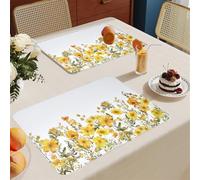 Set de Table Lavable Plantes Jaunes Lot De 8 Set Table Rectangulaire,Napperons Résistant À Chaleur Antidérapant, pour Cuisine Tables Manger, Facile À Nettoyer Et Stocker