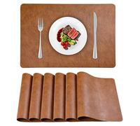 Set de Table Lavable Plastique APLKER, Lot de 6 Sets de Table Faciles à Nettoyer Imperméables Résistant à la Chaleur pour Cuisines Restaurants et hôtels 43 x 30 CM (Marron Rougeâtre, Lot de 6)