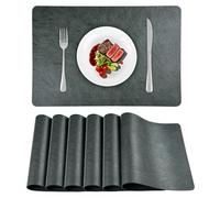 Set de Table Lavable Plastique APLKER, Lot de 6 Sets de Table Faciles à Nettoyer Imperméables Résistant à la Chaleur pour Cuisines Restaurants et hôtels 43 x 30 CM (Gris Foncé, Lot de 6)