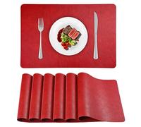 Set de Table Lavable Plastique APLKER, Lot de 6 Sets de Table Faciles à Nettoyer Imperméables Résistant à la Chaleur pour Cuisines Restaurants et hôtels 43 x 30 CM (Rouge Vintage, Lot de 6)