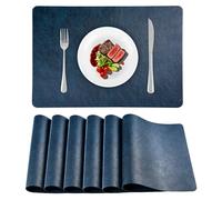 Set de Table Lavable Plastique APLKER, Lot de 6 Sets de Table Faciles à Nettoyer Imperméables Résistant à la Chaleur pour Cuisines Restaurants et hôtels 43 x 30 CM (Bleu Marine, Lot de 6)