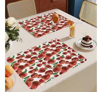 Set de Table Lavable Pomme Rouge Lot De 8 Set Table Rectangulaire,Napperons Résistant À Chaleur Antidérapant, pour Cuisine Tables Manger, Facile À Nettoyer Et Stocker