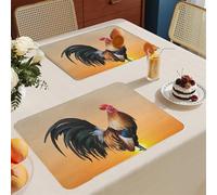 Set de Table Lavable Poulet Noir Lot De 8 Set Table Rectangulaire,Napperons Résistant À Chaleur Antidérapant, pour Cuisine Tables Manger, Facile À Nettoyer Et Stocker