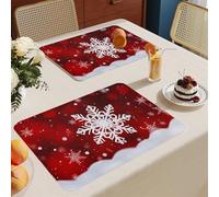 Set de Table Lavable Rouge Blanc Lot De 8 Set Table Rectangulaire,Napperons Résistant À Chaleur Antidérapant, pour Cuisine Tables Manger, Facile À Nettoyer Et Stocker