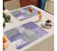 Set de Table Lavable Violet Gris Lot De 8 Set Table Rectangulaire,Napperons Résistant À Chaleur Antidérapant, pour Cuisine Tables Manger, Facile À Nettoyer Et Stocker