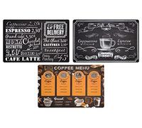 Set de Table lavables en Plastique American Vintage 44x28 cm, Sets de Table en PVC Fantasy American Breakfast (Lot de 3)
