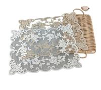 Set de Table Napperon en Dentelle de Polyester 2 pièces, Tapis Table rectangulaire brodé, Style rétro français, Housse Anti-poussière décorative