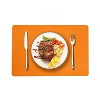 Set De Table Napperons en Cuir résistants à la Chaleur, faciles Nettoyer, for Maison, Le Bureau, l'hôtel, Restaurant, Cuisine, 4 pièces Set De Table Lavable(4pcs PU Orange)