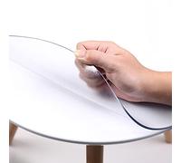 Set de Table- Nappes de Table Rondes en Plastique translucide résistant à l'usure, Facile à Nettoyer Nappe PVC en Verre Souple pour Marbre,Verre,Dessus de Table en Bois (2.0mm,50cm/19.69in)
