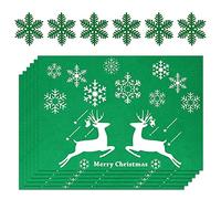 Set De Table Noel Rouge Vert, sous Assiette Noel, Dessous Assiette Noel, Sets De Table Antidérapants Lavable Chaleur Résiste en Feutre, Dessous De Verre Feutrine Decoration Interieur Maison (Vert)