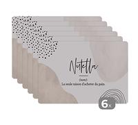 Set de Table Nutella - Citations - Dictionnaire - Proverbes - Nutella définition Lot de 6 Dessous de Table 45x30 cm Lavable