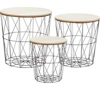 Set de table panier 3 pièces - 3 tables avec 3 couvercles - plateau : clair (30598)