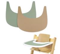 Set de Table pour Chaise Haute, 2 Pièces Set de Table pour Chaise Haute en Silicone, Accessoires de Chaise Haute pour Tripp Trapp, Convient au Plateau de Chaise Haute pour Tripp Trapp(kaki et vert)
