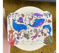 Set de Table pour Enfant nettoyable coloriage à l'infini - Les Animaux de la mer - 30 x 40 cm - Recto - Verso