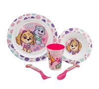 SET DE TABLE POUR ENFANTS 5 PIÈCES. ASSIETTE, BOL, VERRE 260ML ET COUVERTS. SANS BISPHÉNOL A ET COMPATIBLE AVEC LE MICRO-ONDES. | PAW PATROL GIRL SKETCH ESSENCE